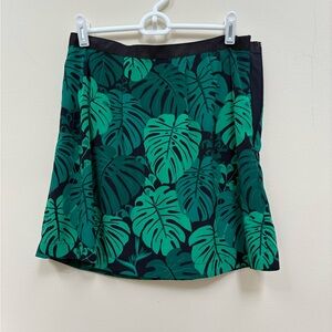 Banana Republic green tropical leaf print mini skirt